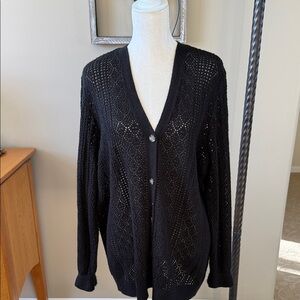 89th & Madison Black Open-Knit Cardigan